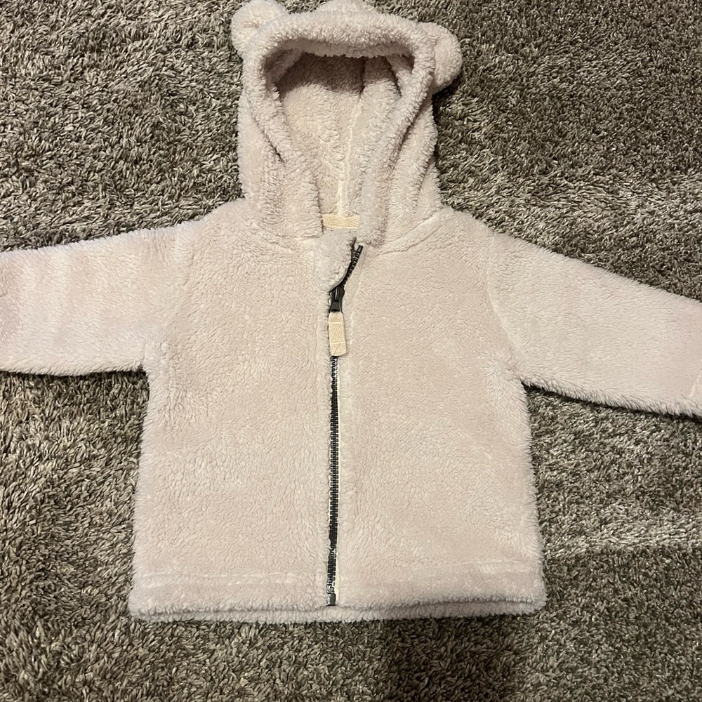 Hanna Andersson Cream Fleece Jacket with Bear Ears
